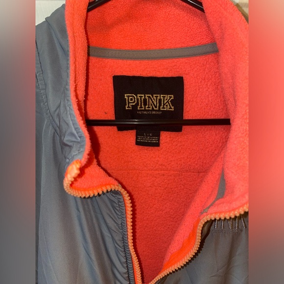 PINK Victorias Secret Zip Up Women’s L Jacket Coral - Picture 3 of 4